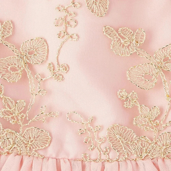 NWT THE CHILDREN’S PLACE Girls Embroidered Lace Dress Gold Beading Pink - Picture 4 of 8